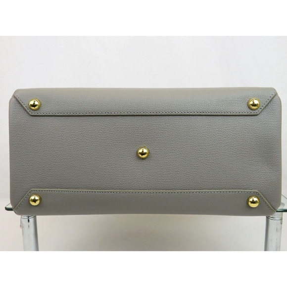 $1790 BURBERRY MD BANNER TAUPE GRAY LEATHER CHECK SHOULDER MEDIUM TOTE BAG - Picture 6 of 16